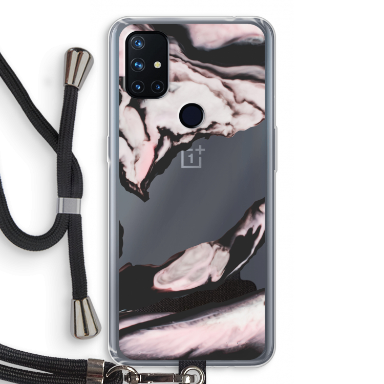 Roze stroom: OnePlus Nord N10 5G Transparant Hoesje met koord