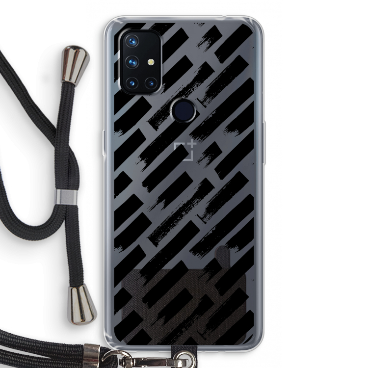 Zwarte vegen: OnePlus Nord N10 5G Transparant Hoesje met koord