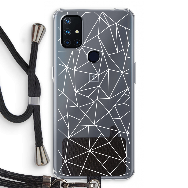 Geometrische lijnen wit: OnePlus Nord N10 5G Transparant Hoesje met koord