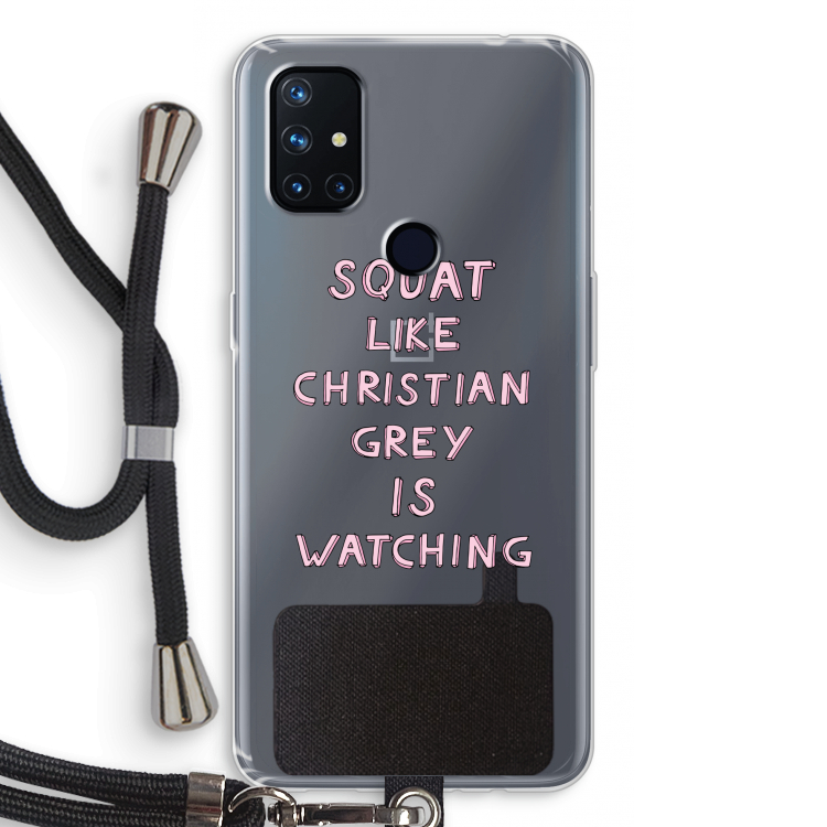 Christian Grey: OnePlus Nord N10 5G Transparant Hoesje met koord