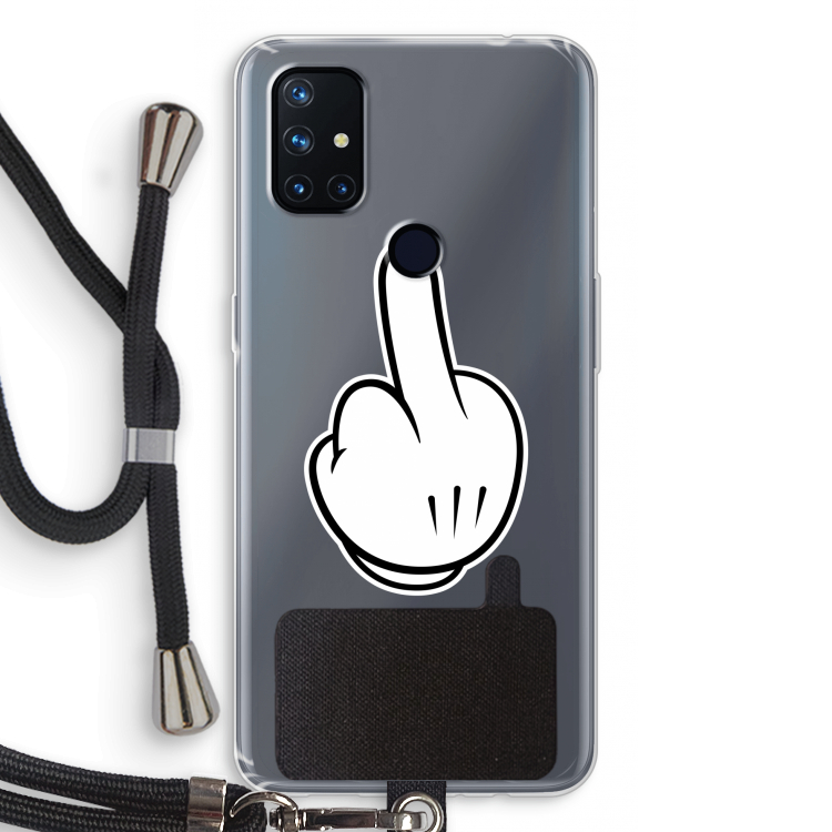 Middle finger white: OnePlus Nord N10 5G Transparant Hoesje met koord