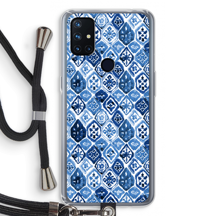 Blauw motief: OnePlus Nord N10 5G Transparant Hoesje met koord