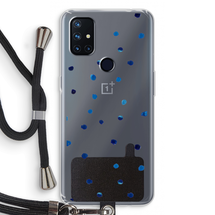 Blauwe stippen: OnePlus Nord N10 5G Transparant Hoesje met koord