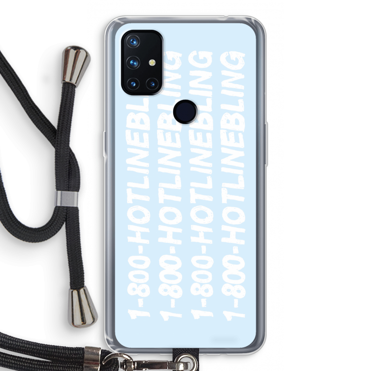 Hotline bling blue: OnePlus Nord N10 5G Transparant Hoesje met koord