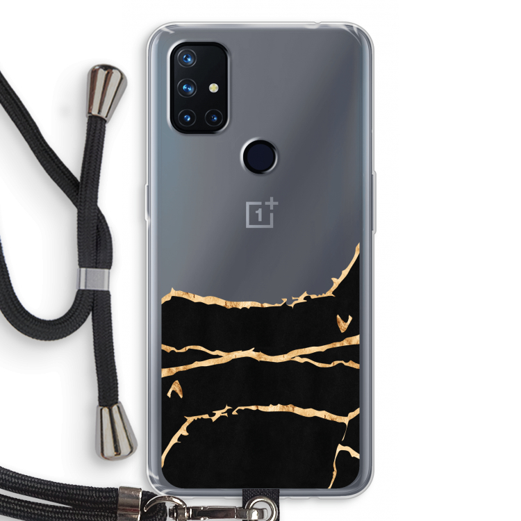Gouden marmer: OnePlus Nord N10 5G Transparant Hoesje met koord
