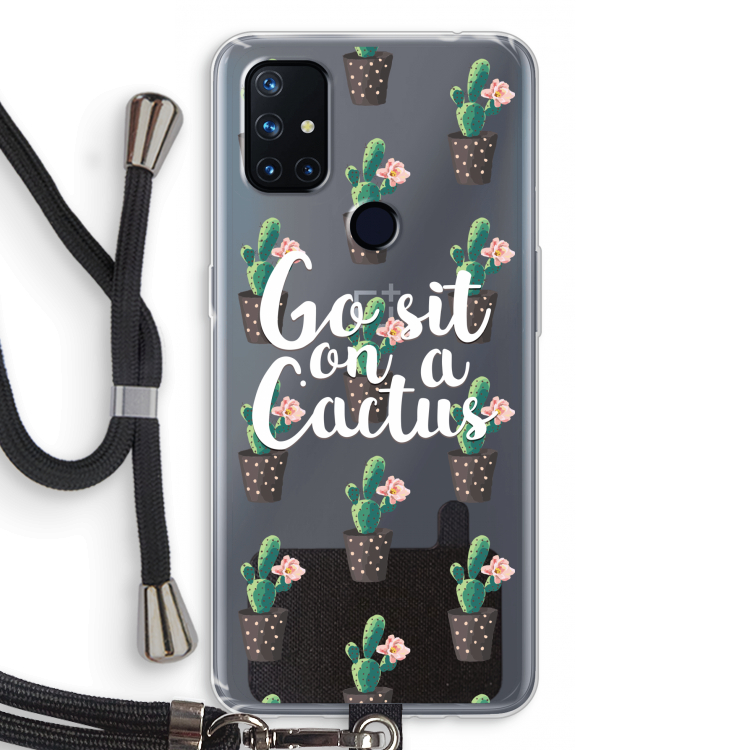 Cactus quote: OnePlus Nord N10 5G Transparant Hoesje met koord