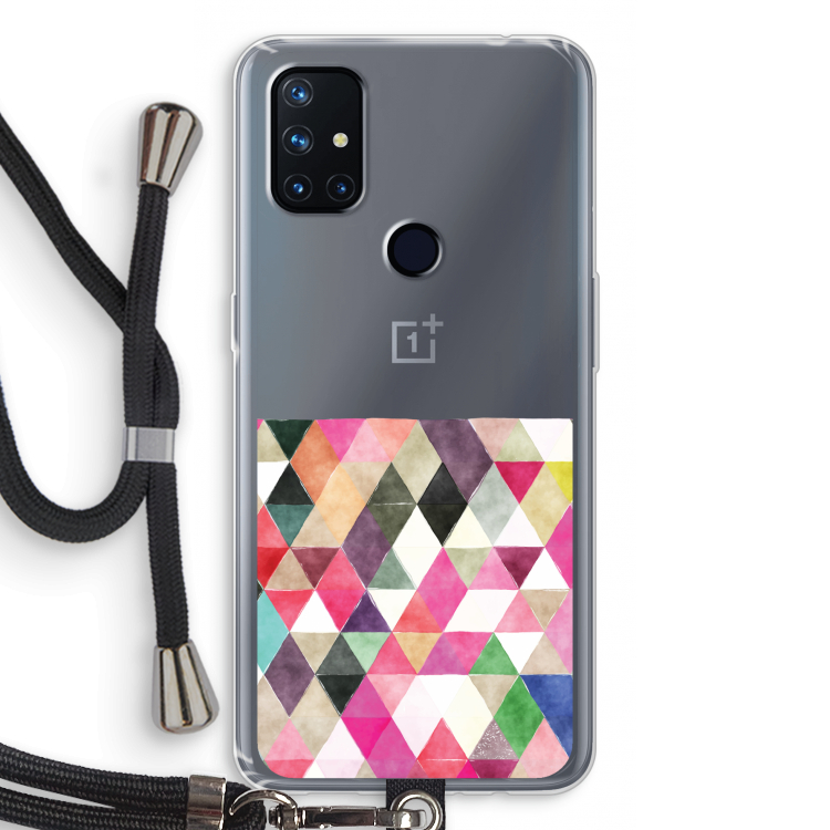Gekleurde driehoekjes: OnePlus Nord N10 5G Transparant Hoesje met koord