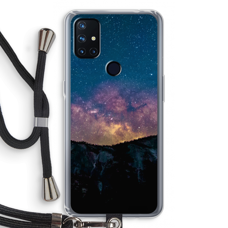Travel to space: OnePlus Nord N10 5G Transparant Hoesje met koord