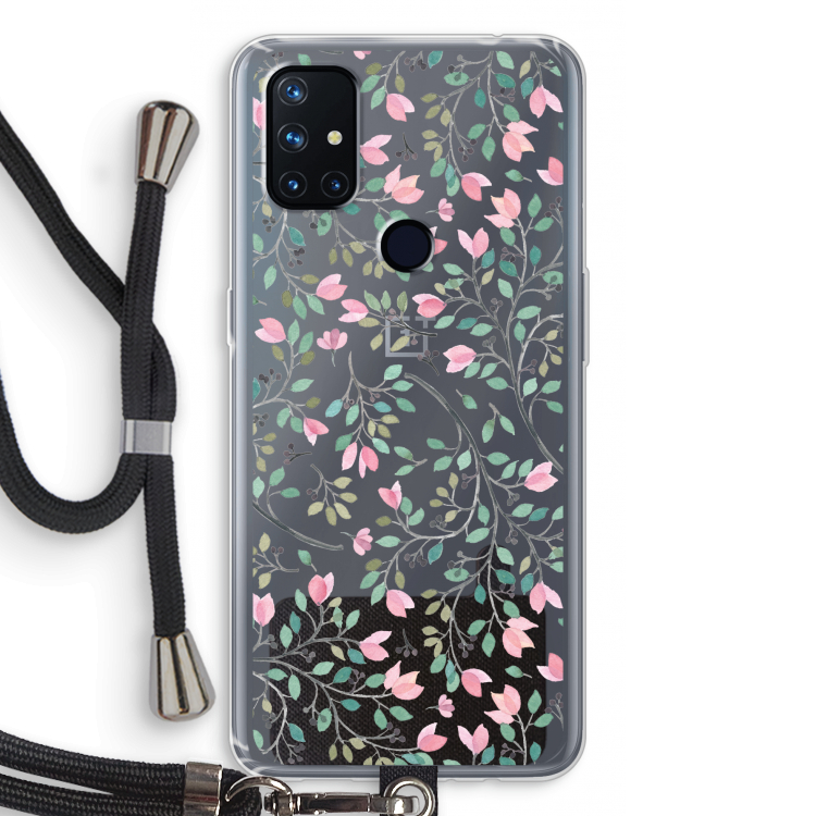 Sierlijke bloemen: OnePlus Nord N10 5G Transparant Hoesje met koord