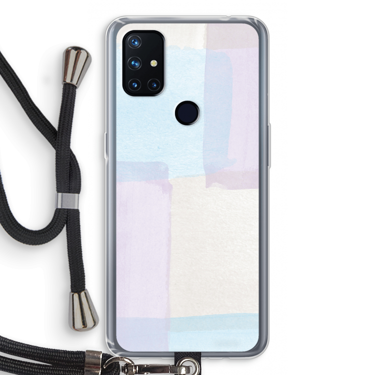 Square pastel: OnePlus Nord N10 5G Transparant Hoesje met koord