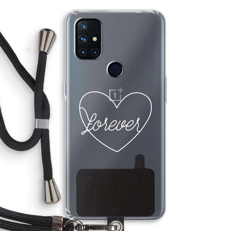 Forever heart pastel: OnePlus Nord N10 5G Transparant Hoesje met koord