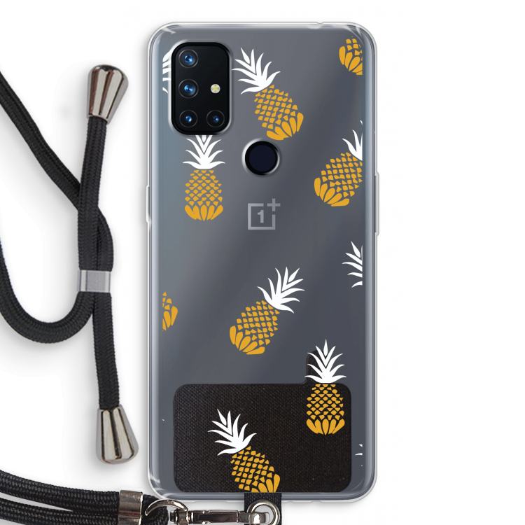 Ananasjes: OnePlus Nord N10 5G Transparant Hoesje met koord