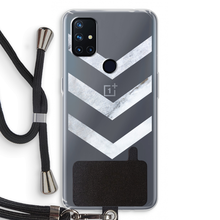 Marmeren pijlen: OnePlus Nord N10 5G Transparant Hoesje met koord