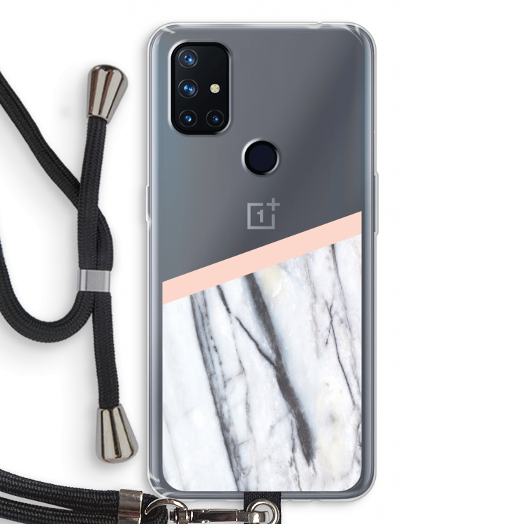 A touch of peach: OnePlus Nord N10 5G Transparant Hoesje met koord