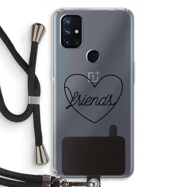 Friends heart black: OnePlus Nord N10 5G Transparant Hoesje met koord