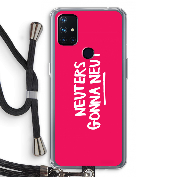 Neuters (roze): OnePlus Nord N10 5G Transparant Hoesje met koord