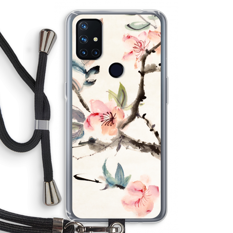 Japanse bloemen: OnePlus Nord N10 5G Transparant Hoesje met koord
