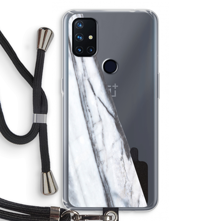 Gestreepte marmer: OnePlus Nord N10 5G Transparant Hoesje met koord