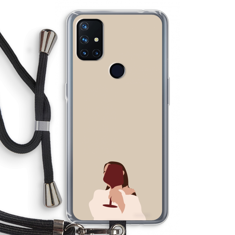 I drink wine: OnePlus Nord N10 5G Transparant Hoesje met koord
