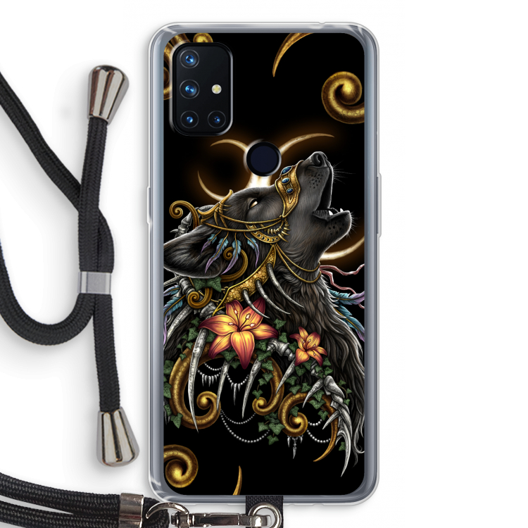 Huilende Wolf: OnePlus Nord N10 5G Transparant Hoesje met koord