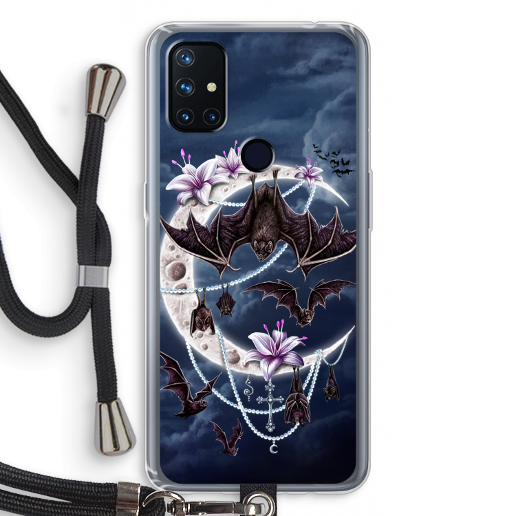Vleermuizen Maan: OnePlus Nord N10 5G Transparant Hoesje met koord