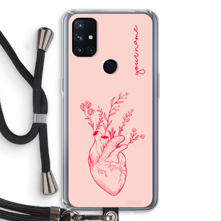 Blooming Heart: OnePlus Nord N10 5G Transparant Hoesje met koord