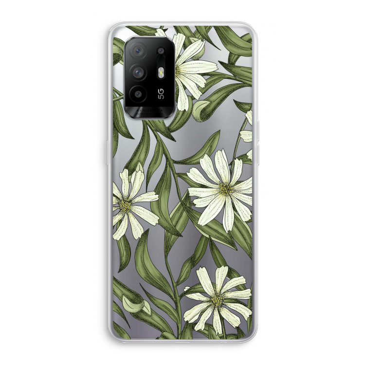 Wit bloemenpatroon: Oppo A94 5G Transparant Hoesje