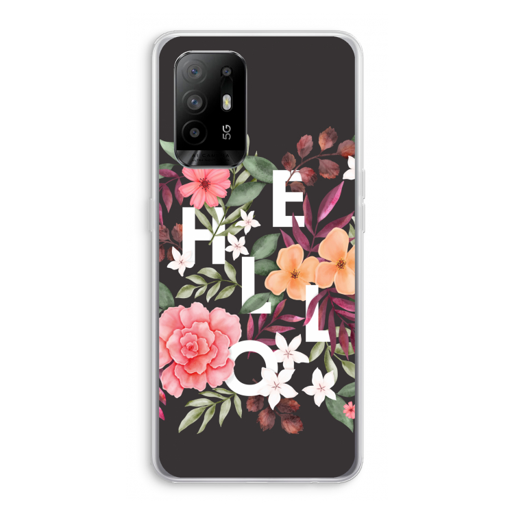 Hello in flowers: Oppo A94 5G Transparant Hoesje