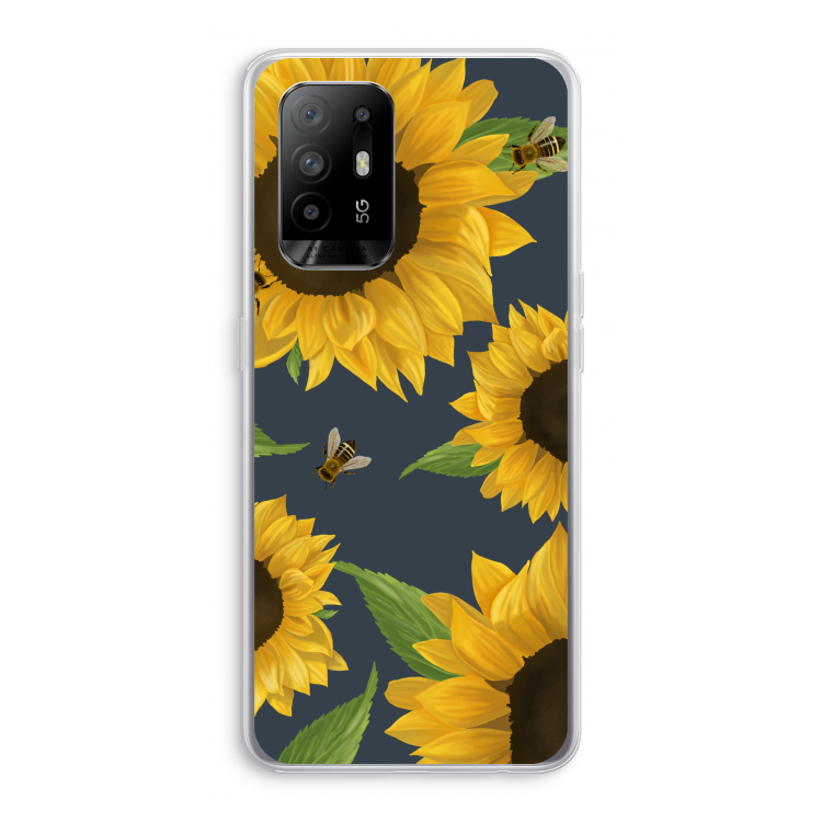 Sunflower and bees: Oppo A94 5G Transparant Hoesje