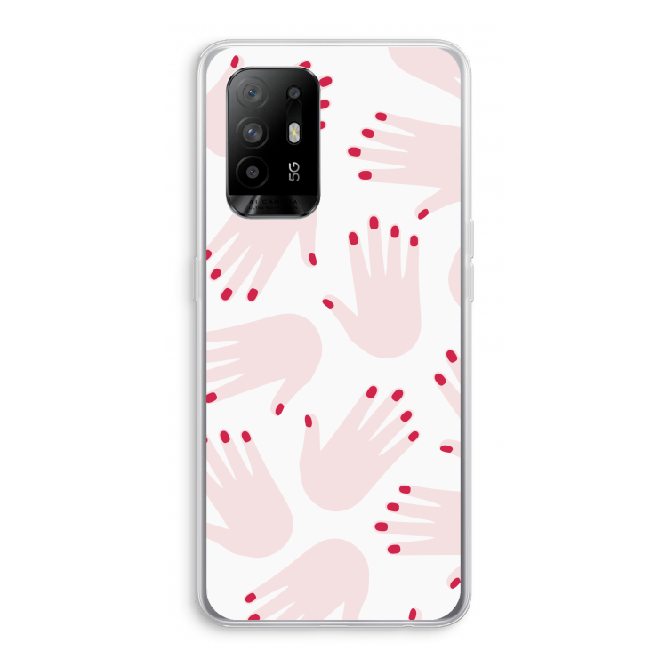 Hands pink: Oppo A94 5G Transparant Hoesje