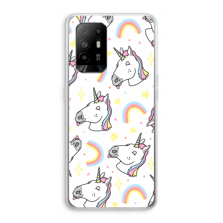 Rainbow Unicorn: Oppo A94 5G Transparant Hoesje