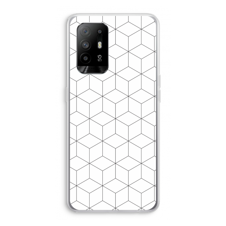 Zwart-witte kubussen: Oppo A94 5G Transparant Hoesje