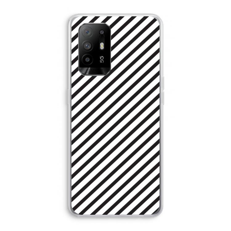 Strepen zwart-wit: Oppo A94 5G Transparant Hoesje
