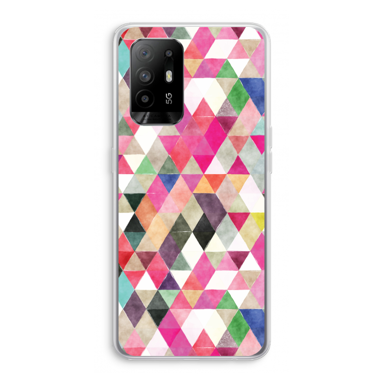 Gekleurde driehoekjes: Oppo A94 5G Transparant Hoesje