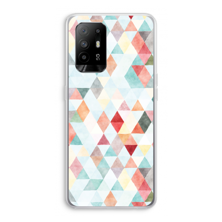 Gekleurde driehoekjes pastel: Oppo A94 5G Transparant Hoesje