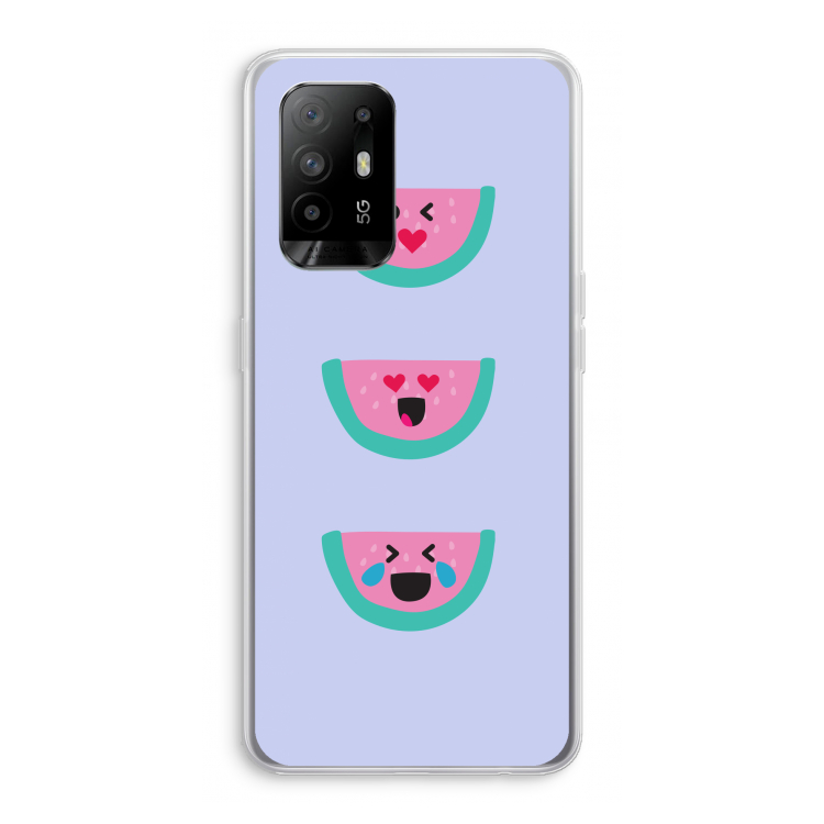 Smiley watermeloen: Oppo A94 5G Transparant Hoesje