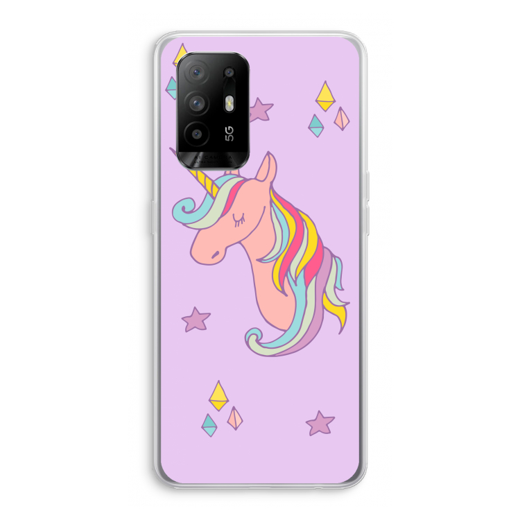 Roze eenhoorn: Oppo A94 5G Transparant Hoesje