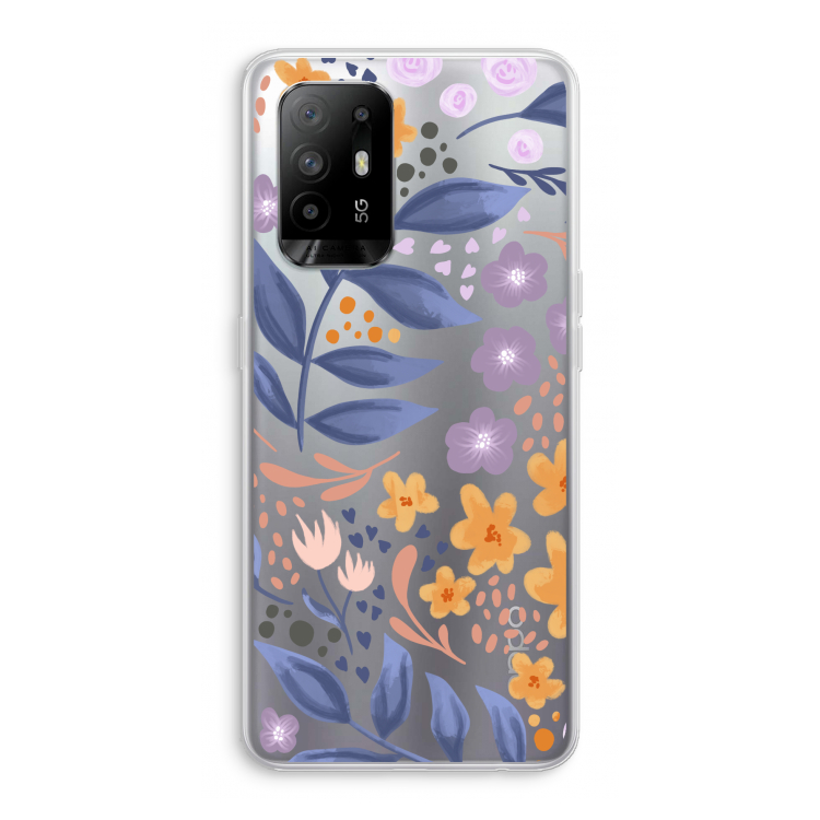 Flowers with blue leaves: Oppo A94 5G Transparant Hoesje