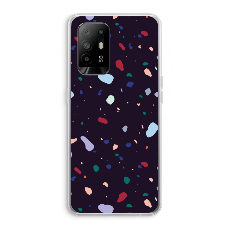 Dark Rounded Terrazzo: Oppo A94 5G Transparant Hoesje
