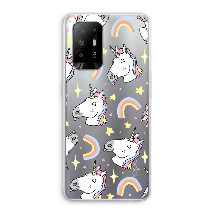Rainbow Unicorn: Oppo A94 5G Transparant Hoesje