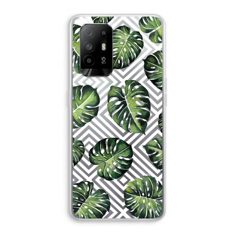 Geometrische jungle: Oppo A94 5G Transparant Hoesje
