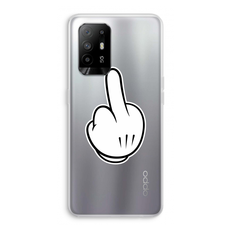 Middle finger white: Oppo A94 5G Transparant Hoesje