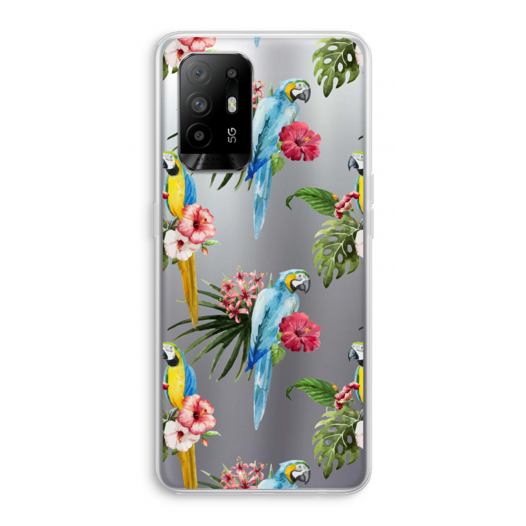 Kleurrijke papegaaien: Oppo A94 5G Transparant Hoesje