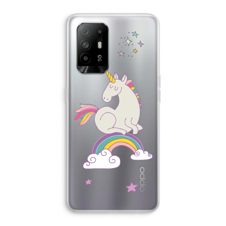 Regenboog eenhoorn: Oppo A94 5G Transparant Hoesje