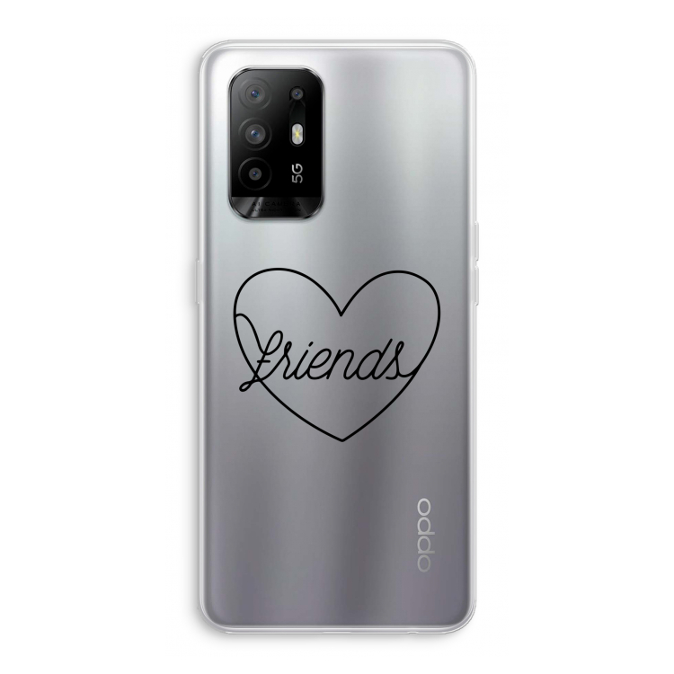 Friends heart black: Oppo A94 5G Transparant Hoesje