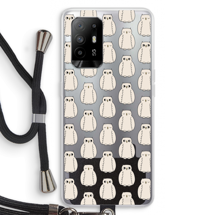 Uilen: Oppo A94 5G Transparant Hoesje met koord