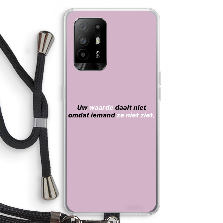 uw waarde daalt niet: Oppo A94 5G Transparant Hoesje met koord
