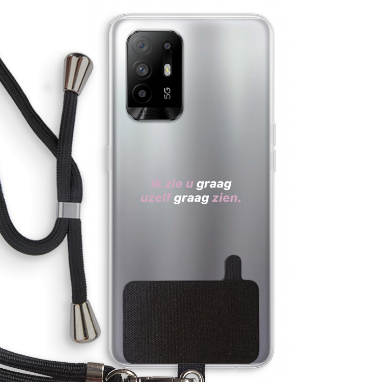 uzelf graag zien: Oppo A94 5G Transparant Hoesje met koord