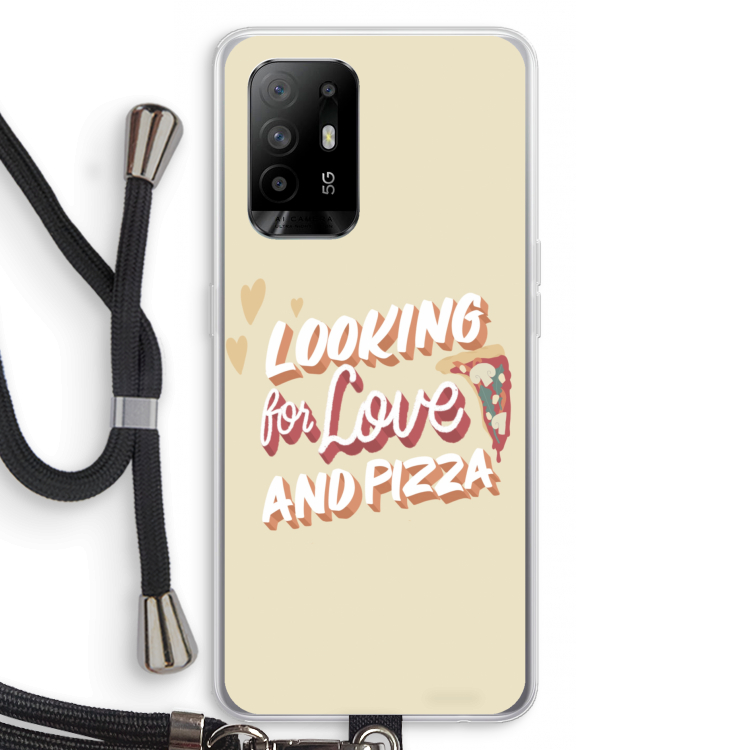 Pizza is the answer: Oppo A94 5G Transparant Hoesje met koord