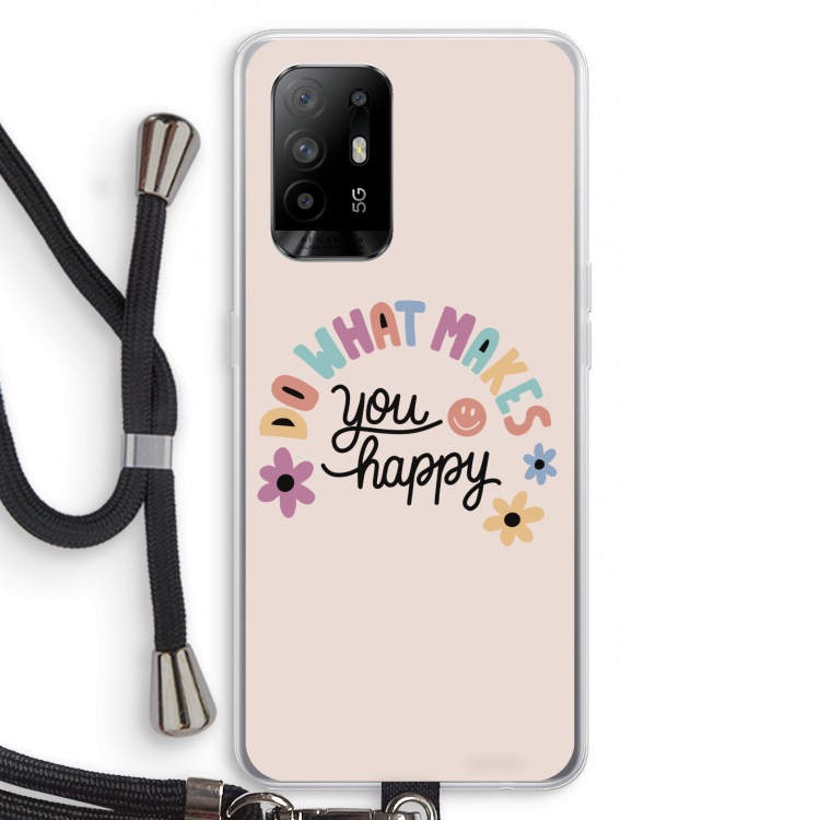Happy days: Oppo A94 5G Transparant Hoesje met koord